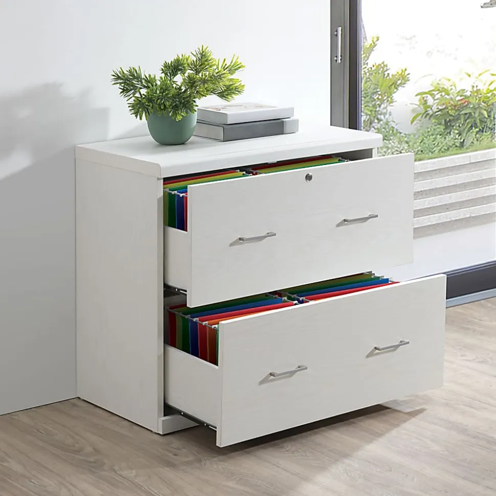 Office Star™ Alpine 30"W x 17"D Lateral 2-Drawer File Cabinet With Lockdowel™ Fastening System, White