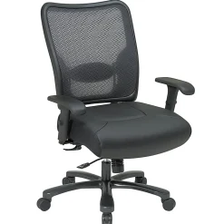 Office Star⢠Big & Tall Bonded Leather/Air Grid® Mesh Back High-Back Chair, Black