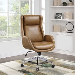 Office Star Blanchard Office Chair Ergonomic Faux Leather Mid-Back Task Chair, Nutmeg