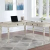 Office Star™ Country Meadows 60"W L-Shaped Computer Desk With Power, Antique White