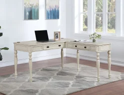 Office Star™ Country Meadows 60"W L-Shaped Computer Desk With Power, Antique White