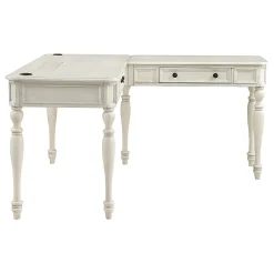Office Star™ Country Meadows 60"W L-Shaped Computer Desk With Power, Antique White