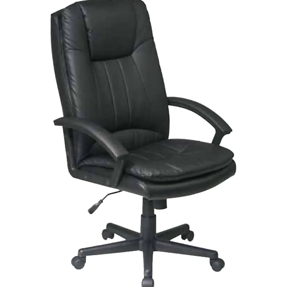 Office Star™ Deluxe Bonded Leather High-Back Executive Chair, Black
