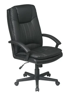 Office Star™ Deluxe Bonded Leather High-Back Executive Chair, Black