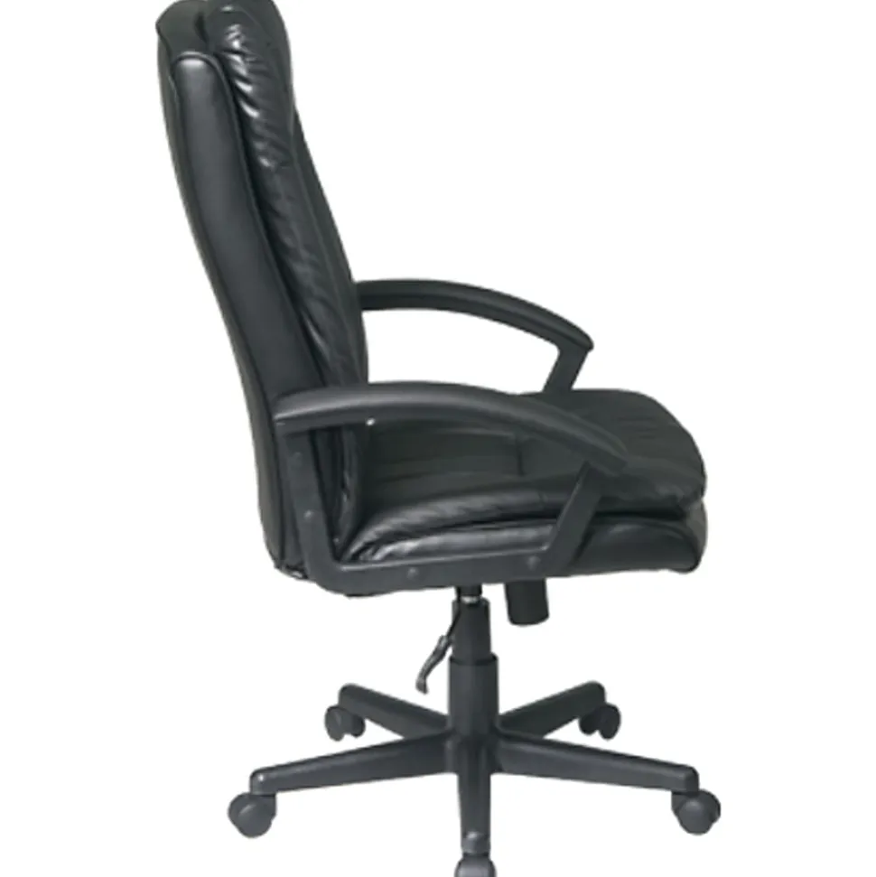 Office Star™ Deluxe Bonded Leather High-Back Executive Chair, Black