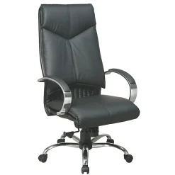 Office Star™ Deluxe Bonded Leather High-Back Chair, Black/Chrome