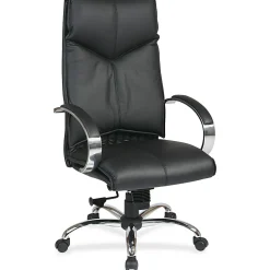 Office Star™ Deluxe Bonded Leather High-Back Chair, Black/Chrome