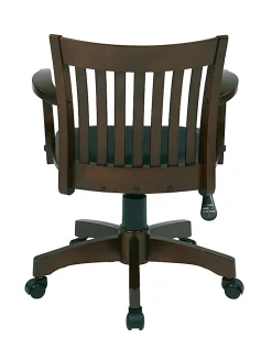 Office Star™ Deluxe Wood Banker's Chair With Padded Seat, Black/Espresso