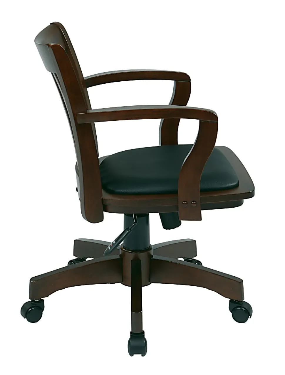 Office Star™ Deluxe Wood Banker's Chair With Padded Seat, Black/Espresso