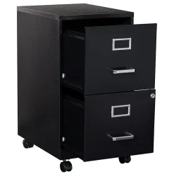 Office Star™ 20"D Vertical 2-Drawer Mobile Locking File Cabinet, Black