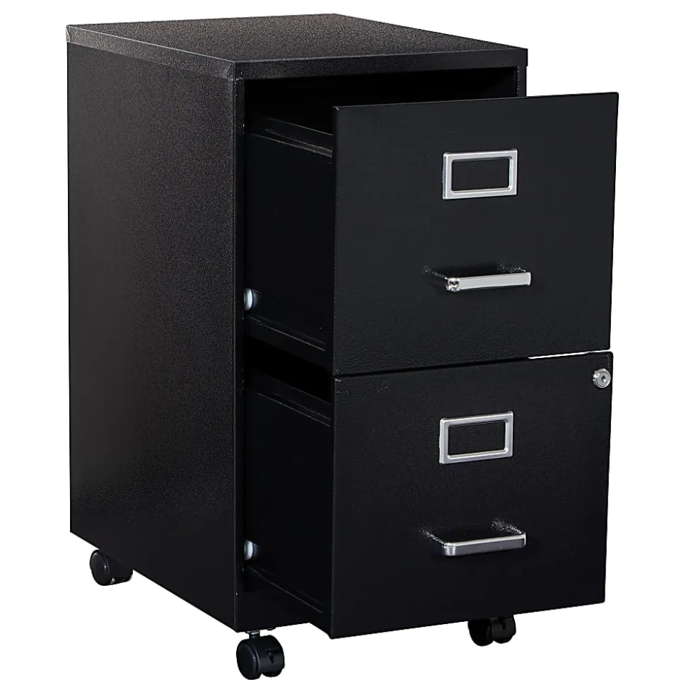 Office Star™ 20"D Vertical 2-Drawer Mobile Locking File Cabinet, Black