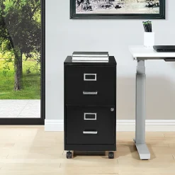 Office Star™ 20"D Vertical 2-Drawer Mobile Locking File Cabinet, Black