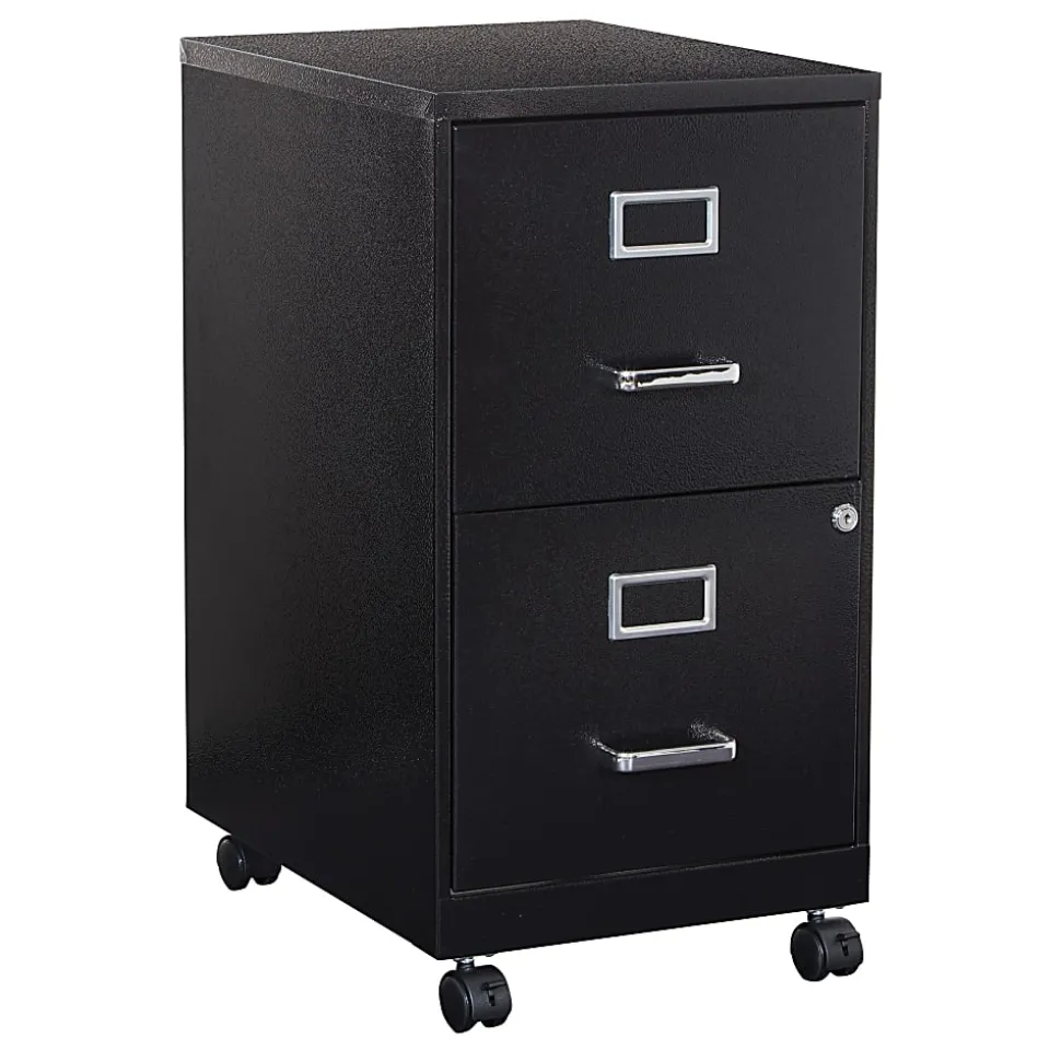 Office Star™ 20"D Vertical 2-Drawer Mobile Locking File Cabinet, Black