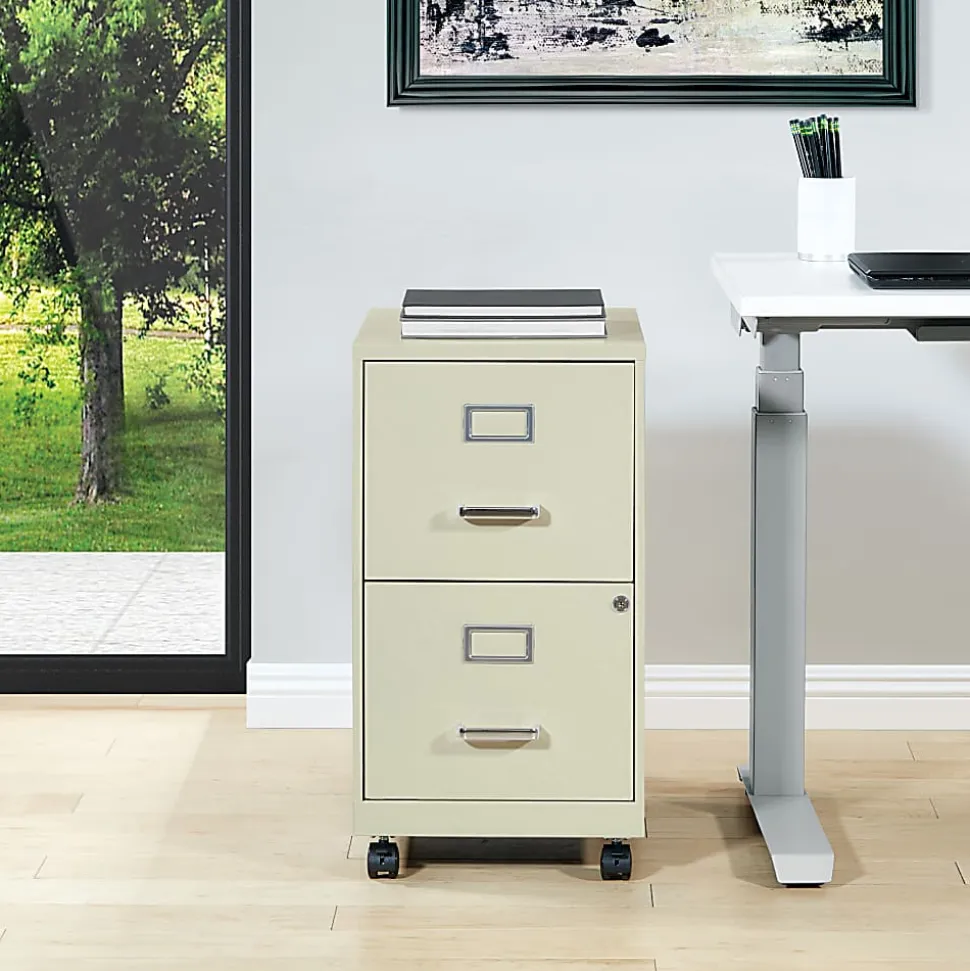Office Star™ 20"D Vertical 2-Drawer Mobile Locking File Cabinet, Tan