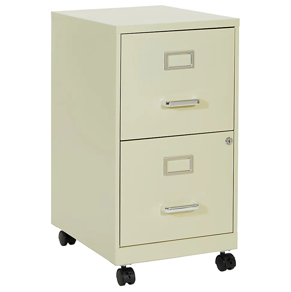 Office Star™ 20"D Vertical 2-Drawer Mobile Locking File Cabinet, Tan