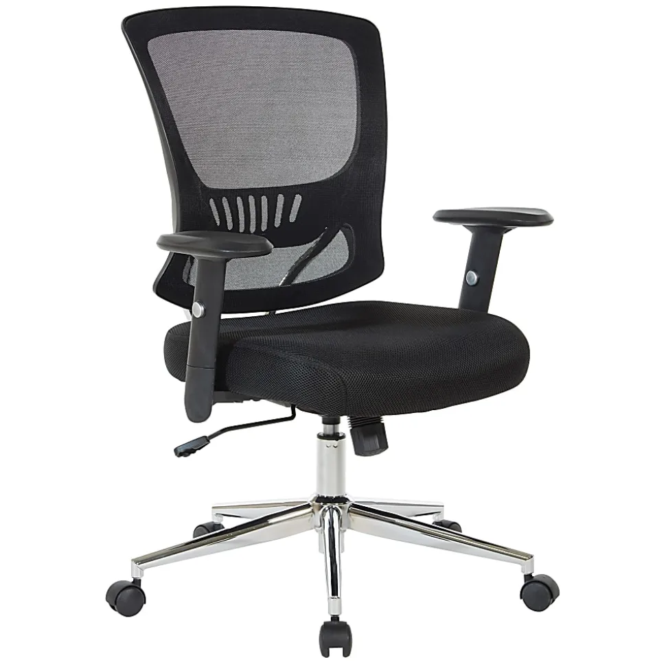 Office Star™ EM Series Ergonomic Mesh Low-Back Task Chair, Black/Silver