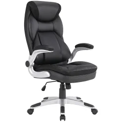 Office Star™ Ergonomic Leather High-Back Executive Office Chair, Black/Silver