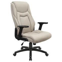 Office Star™ Ergonomic Leather High-Back Executive Office Chair, Taupe/White