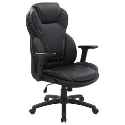 Office Star™ Ergonomic Leather High-Back Executive Office Chair, Flip, Black