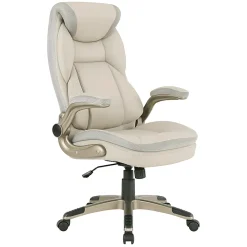 Office Star™ Ergonomic Leather High-Back Executive Office Chair, Taupe/Cocoa