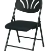 Office Star™ Fan-Back Stackable Folding Chairs, Black, Set Of 4