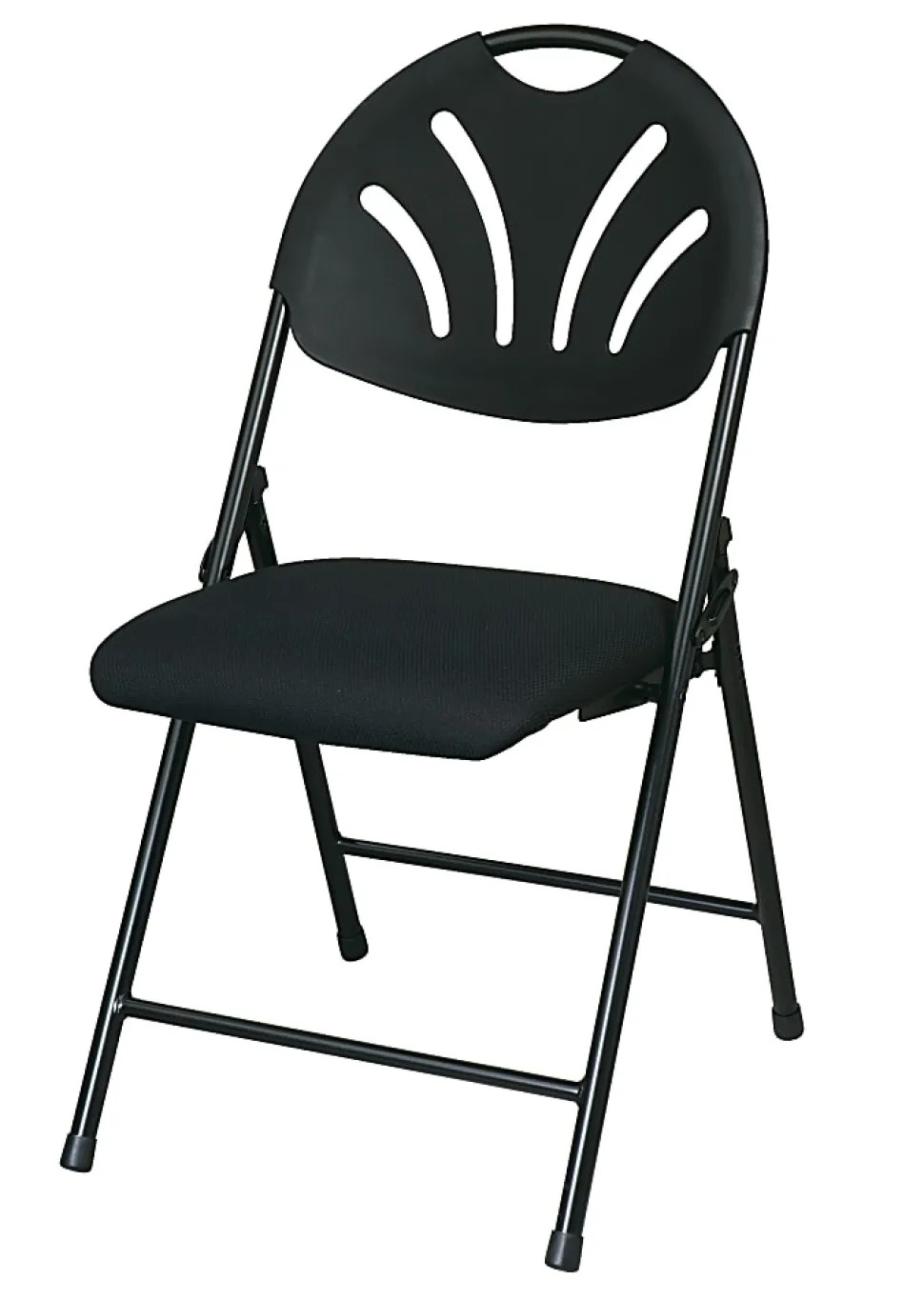 Office Star™ Fan-Back Stackable Folding Chairs, Black, Set Of 4