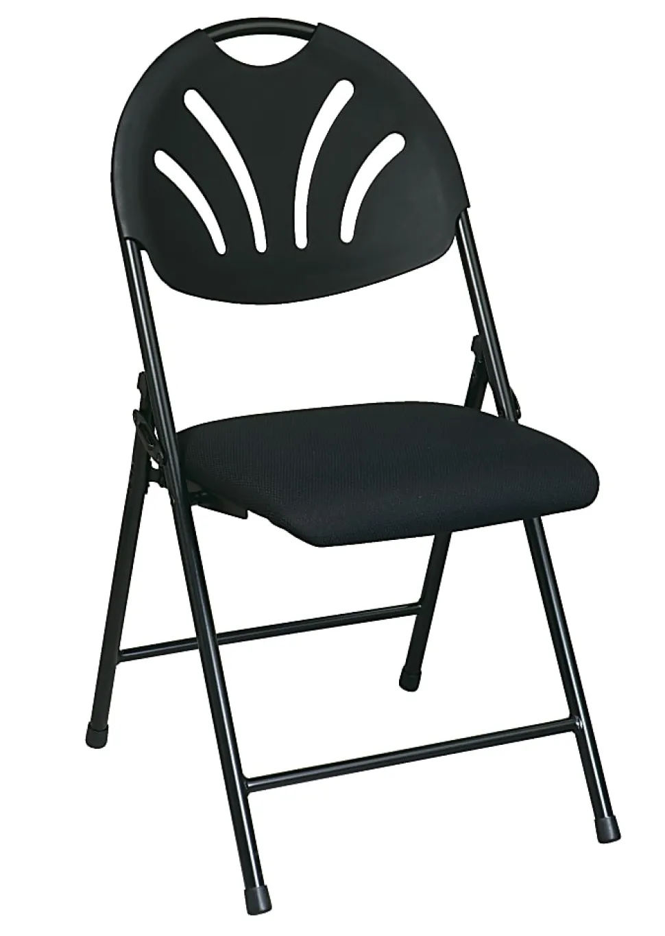 Office Star™ Fan-Back Stackable Folding Chairs, Black, Set Of 4