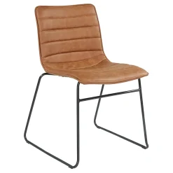 Office Star Halo Faux Leather Stacking Chairs, Sand/Black, Set Of 2 Chairs