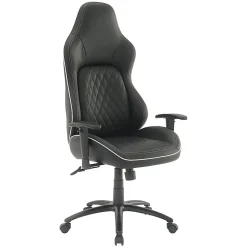 Office Star High Stakes Ergonomic Bonded Leather Computer Gaming Chair, Black/White