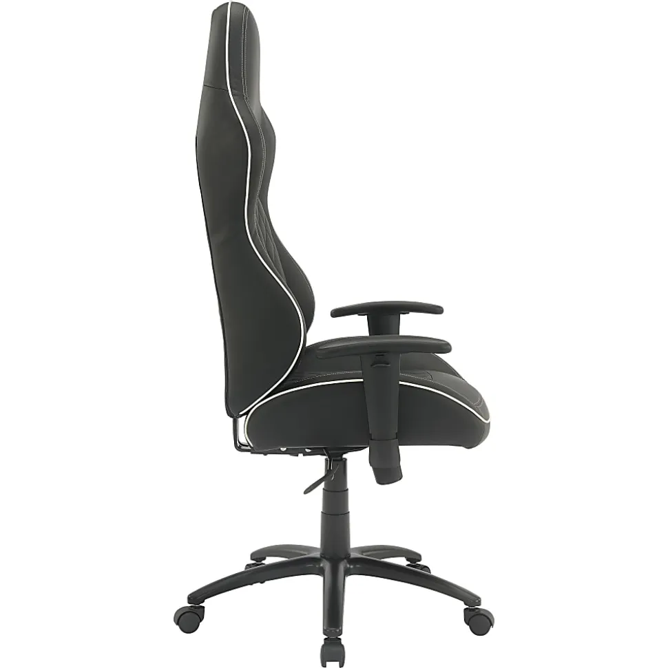 Office Star High Stakes Ergonomic Bonded Leather Computer Gaming Chair, Black/White
