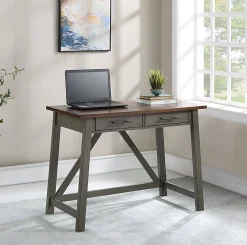 Office Star™ Milford 42"W Rustic Writing Desk, Slate Gray
