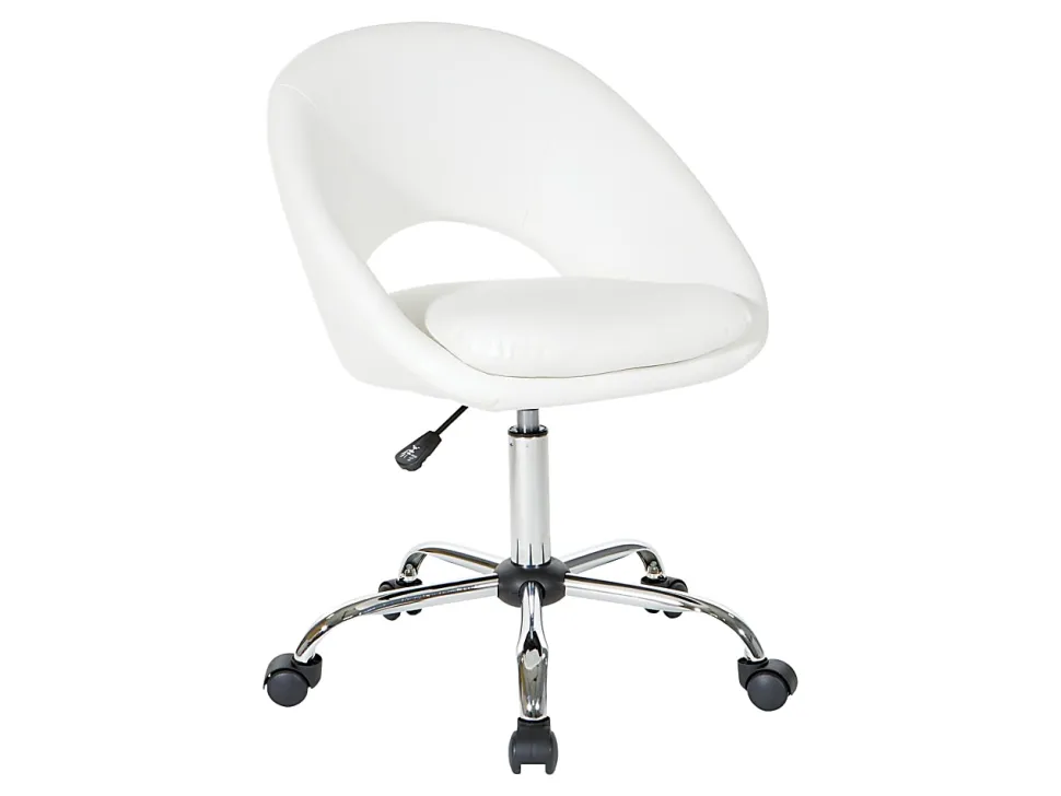 Office Star Milo Mid-Back Office Chair, White/Chrome