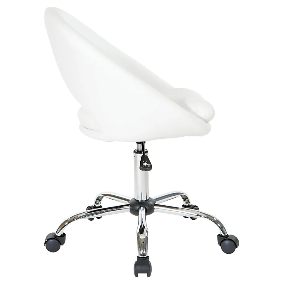Office Star Milo Mid-Back Office Chair, White/Chrome