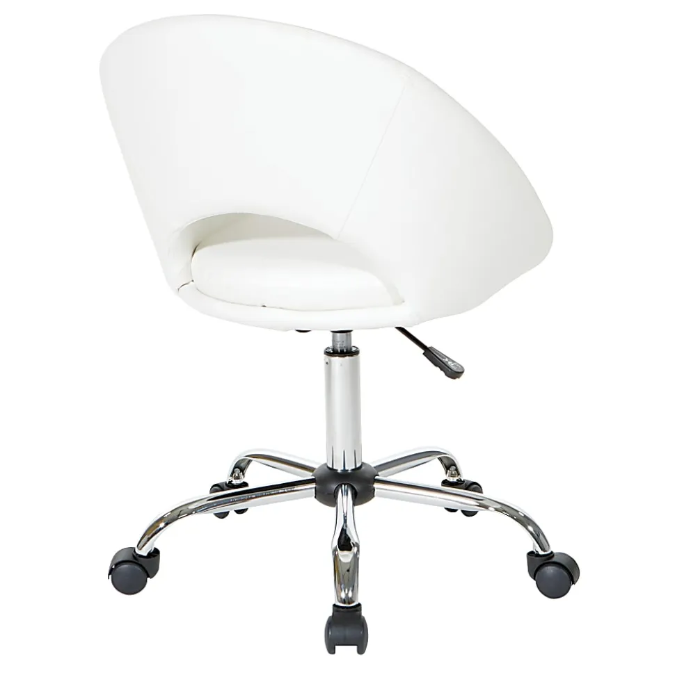 Office Star Milo Mid-Back Office Chair, White/Chrome