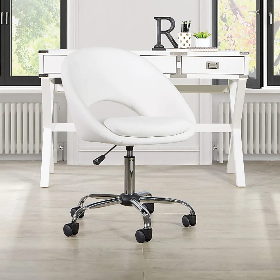 Office Star Milo Mid-Back Office Chair, White/Chrome