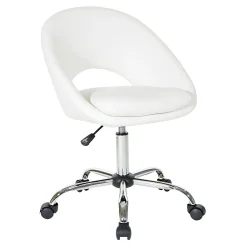 Office Star Milo Mid-Back Office Chair, White/Chrome