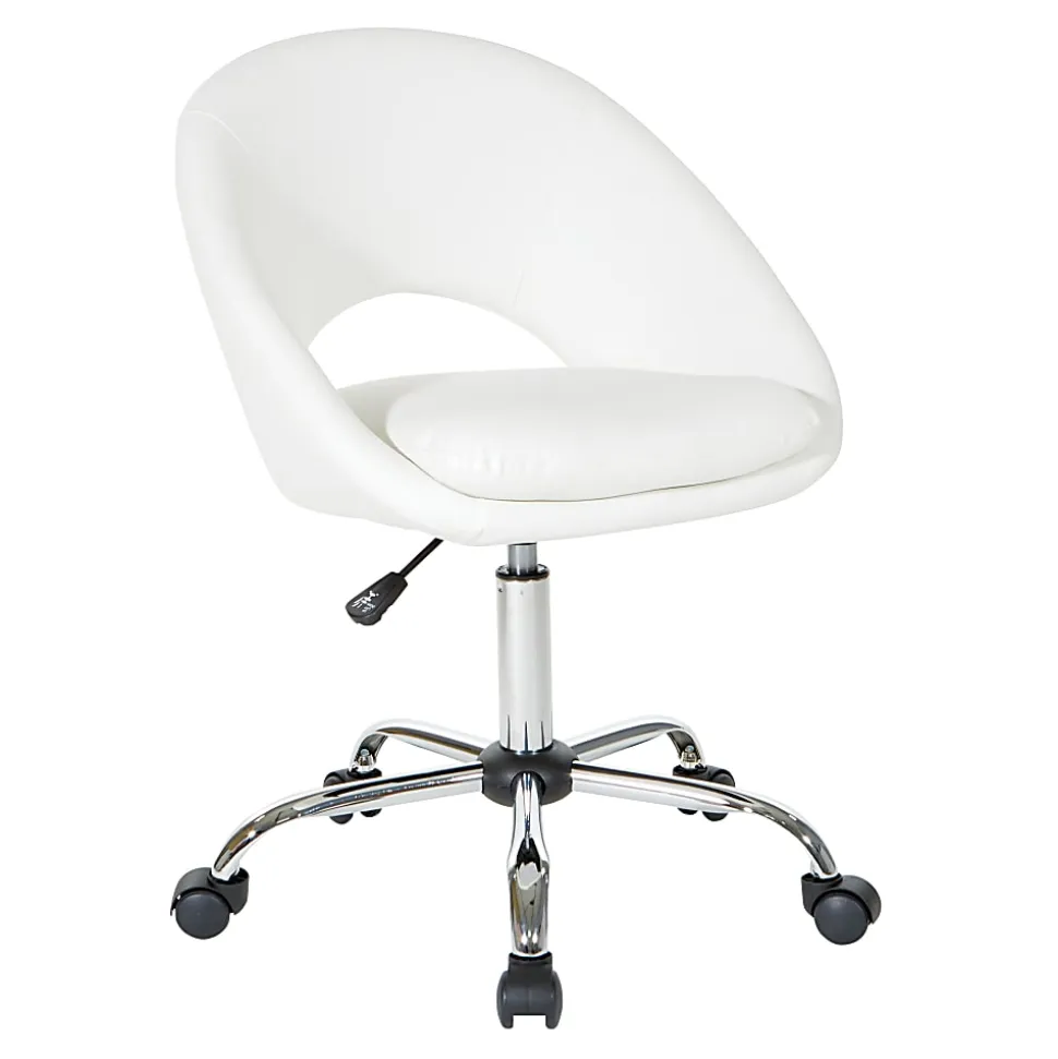 Office Star Milo Mid-Back Office Chair, White/Chrome