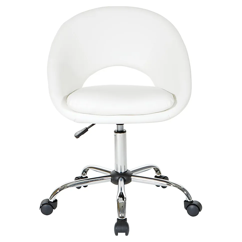 Office Star Milo Mid-Back Office Chair, White/Chrome