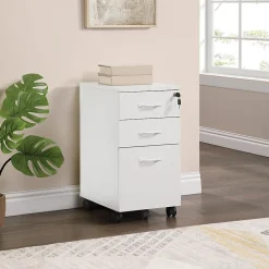 Office Star Prado 18"D Vertical 3-Drawer Mobile File Cabinet, White