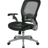 Office Star™ Professional AirGrid Bonded Leather High-Back Chair, Black/Platinum