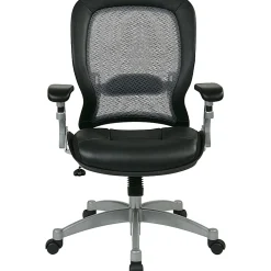 Office Star™ Professional AirGrid Bonded Leather High-Back Chair, Black/Platinum
