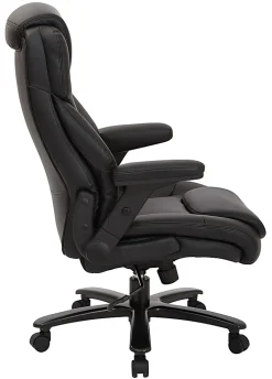 Office Star™ Pro-Line II™ Big & Tall Bonded Leather High-Back Chair With Arms, Black