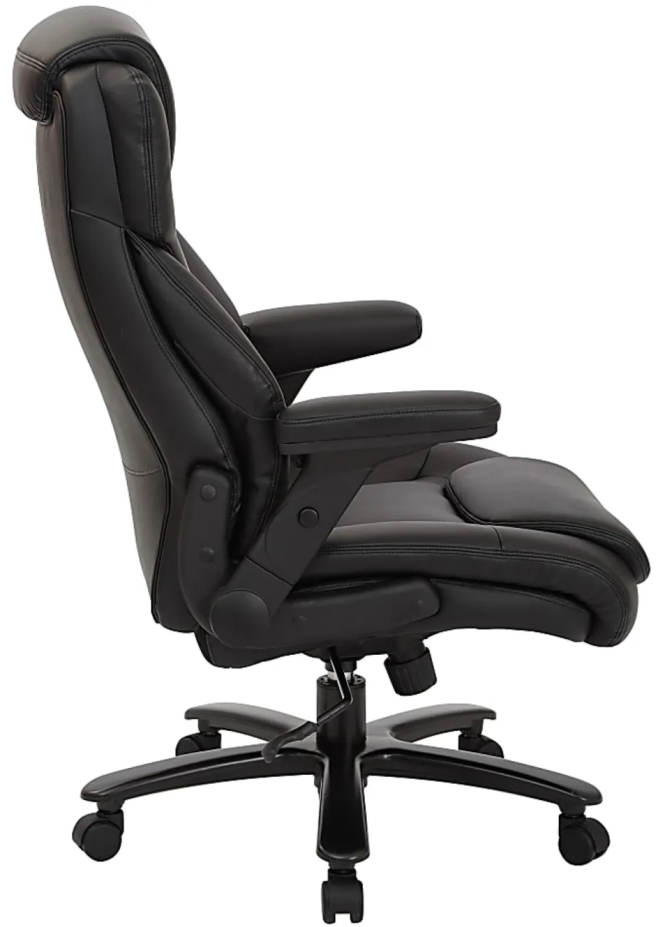 Office Star™ Pro-Line II™ Big & Tall Bonded Leather High-Back Chair With Arms, Black