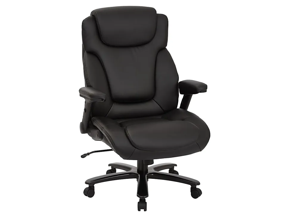 Office Star™ Pro-Line II™ Big & Tall Bonded Leather High-Back Chair With Arms, Black