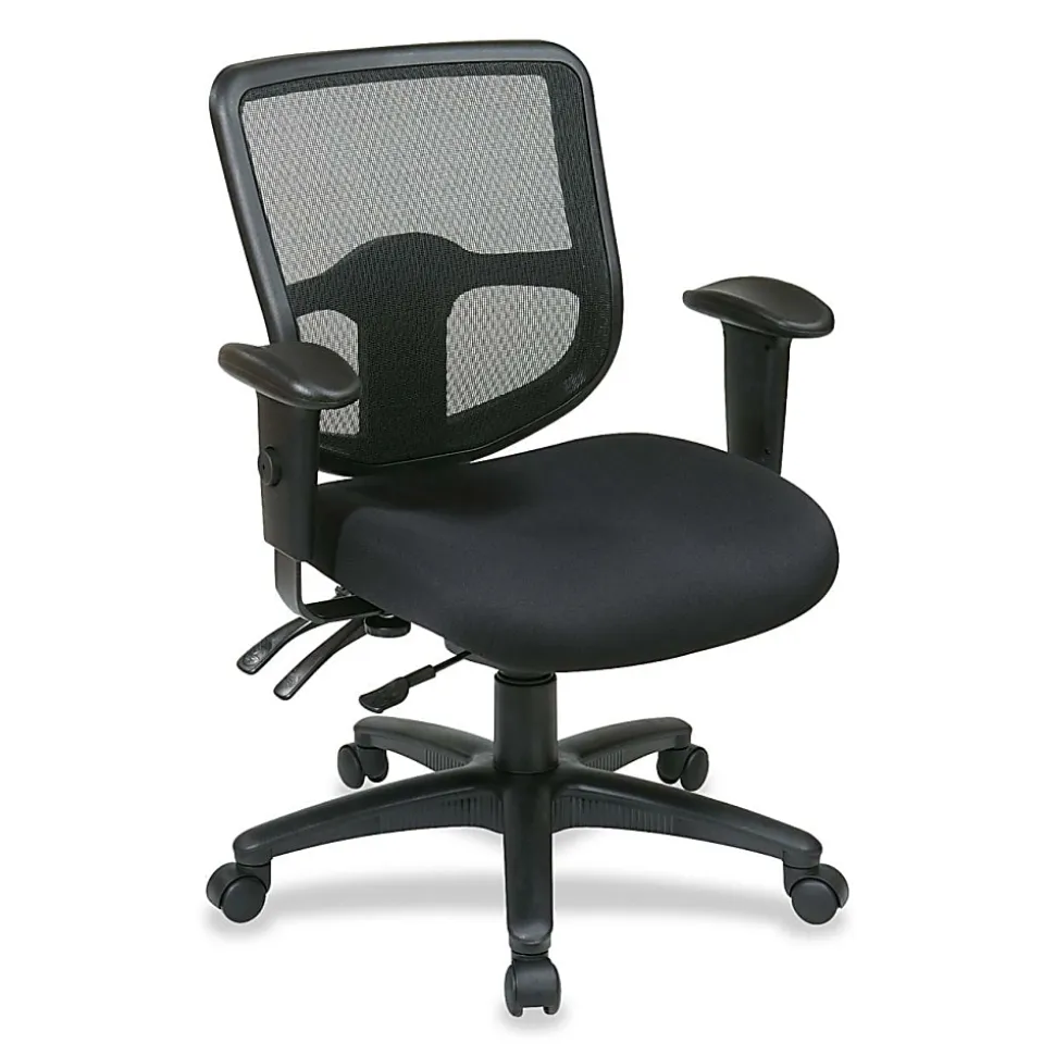 Office Star™ Pro Line II Pro Grid Ergonomic Task Chair With Adjustable Arms, Coal