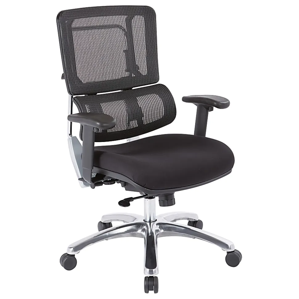 Office Star Pro Line II Pro X996 Vertical Mesh High Back Chair, Black/Coal Black FreeFlex /Polished Aluminum