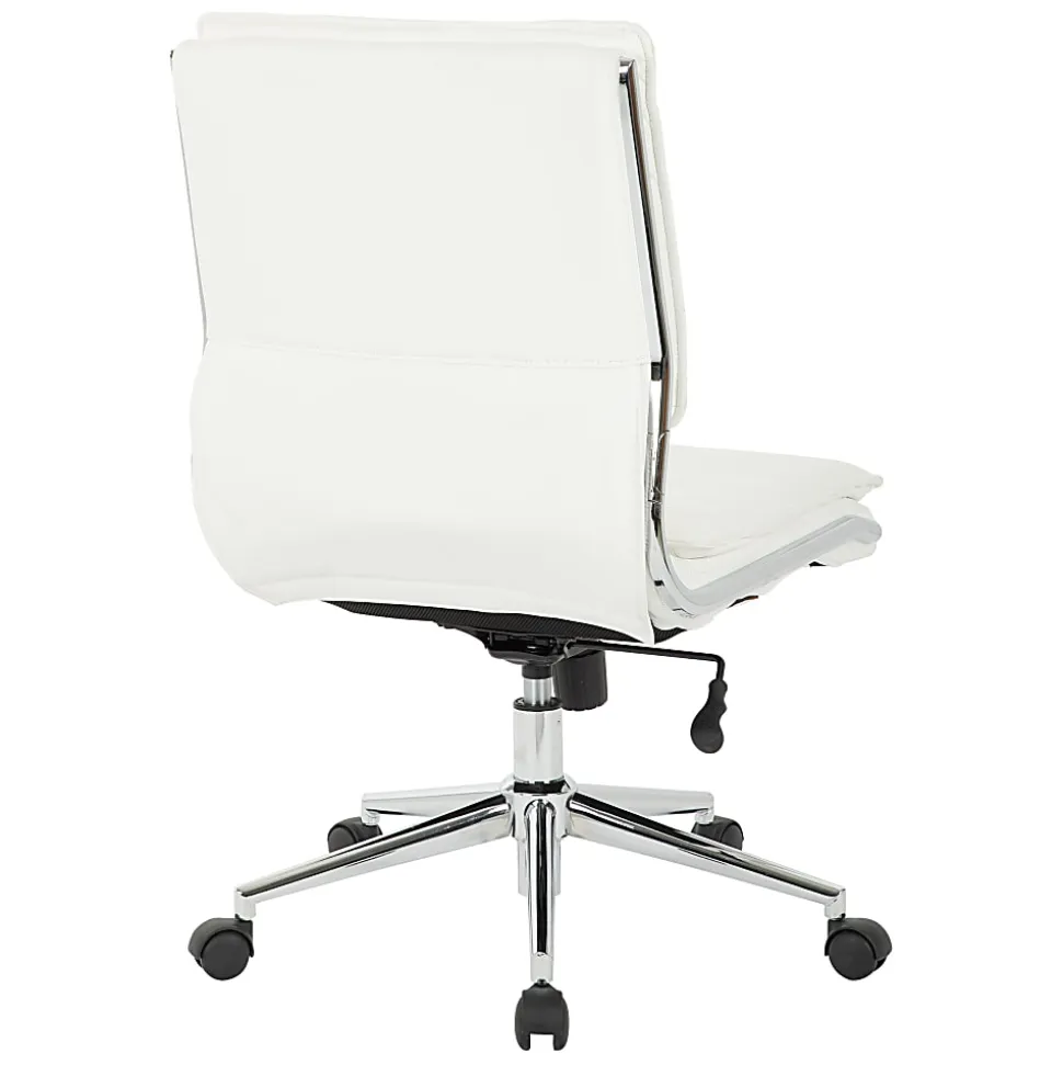 Office Star™ Pro-Line II™ SPX Armless Bonded Leather Mid-Back Chair, White/Chrome