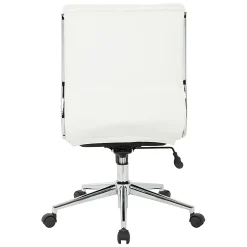 Office Star™ Pro-Line II™ SPX Armless Bonded Leather Mid-Back Chair, White/Chrome