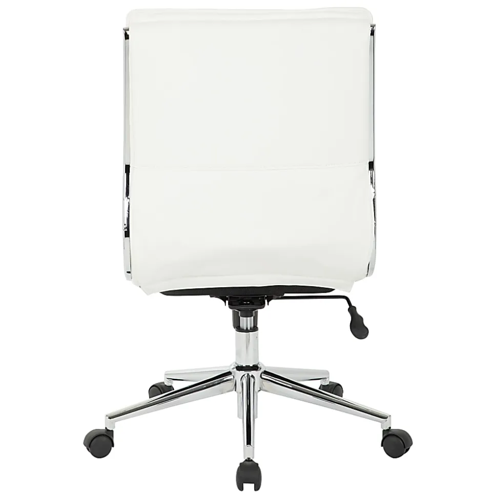 Office Star™ Pro-Line II™ SPX Armless Bonded Leather Mid-Back Chair, White/Chrome