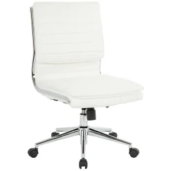 Office Star™ Pro-Line II™ SPX Armless Bonded Leather Mid-Back Chair, White/Chrome